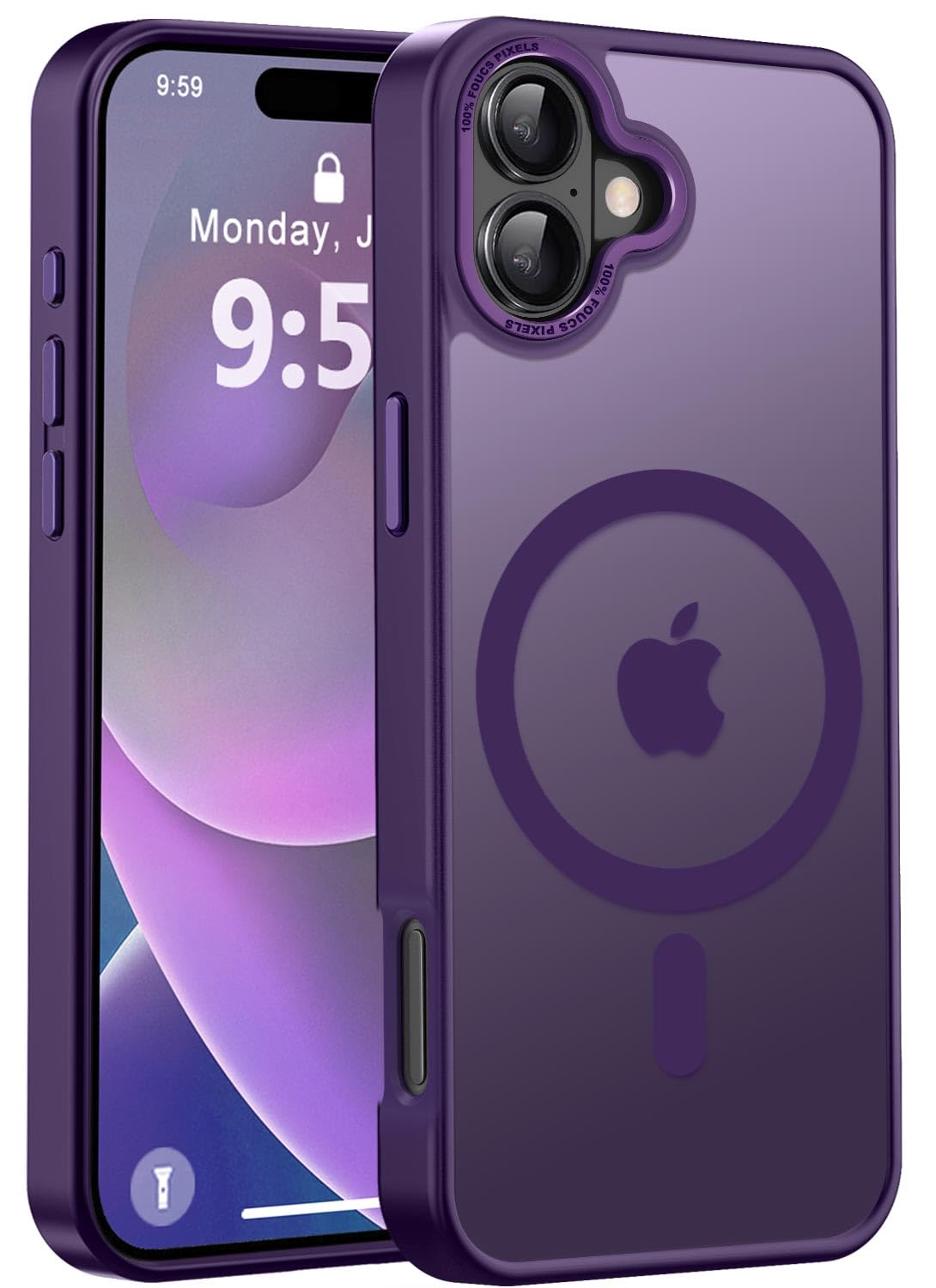 Newfuture Designed for iPhone 16 Case with Magnetic [13 FT Military Drop Protection] [Compatible with Magsafe] Slim Translucent Matte Shockproof with