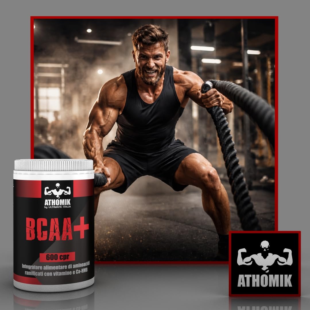 Athomik by Ultimate Italia - BCAA + 600 cpr - Integratore alimentare di aminoacidi ramificati con vitamine e Ca-HMB