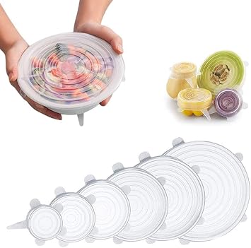 Practical Silicone Stretch Cover Set 6’ – Leak Proof, Flexible, Reusable Covers | Compatible with All Containers | Leak Proof, Dishwasher & Microwave Compatible