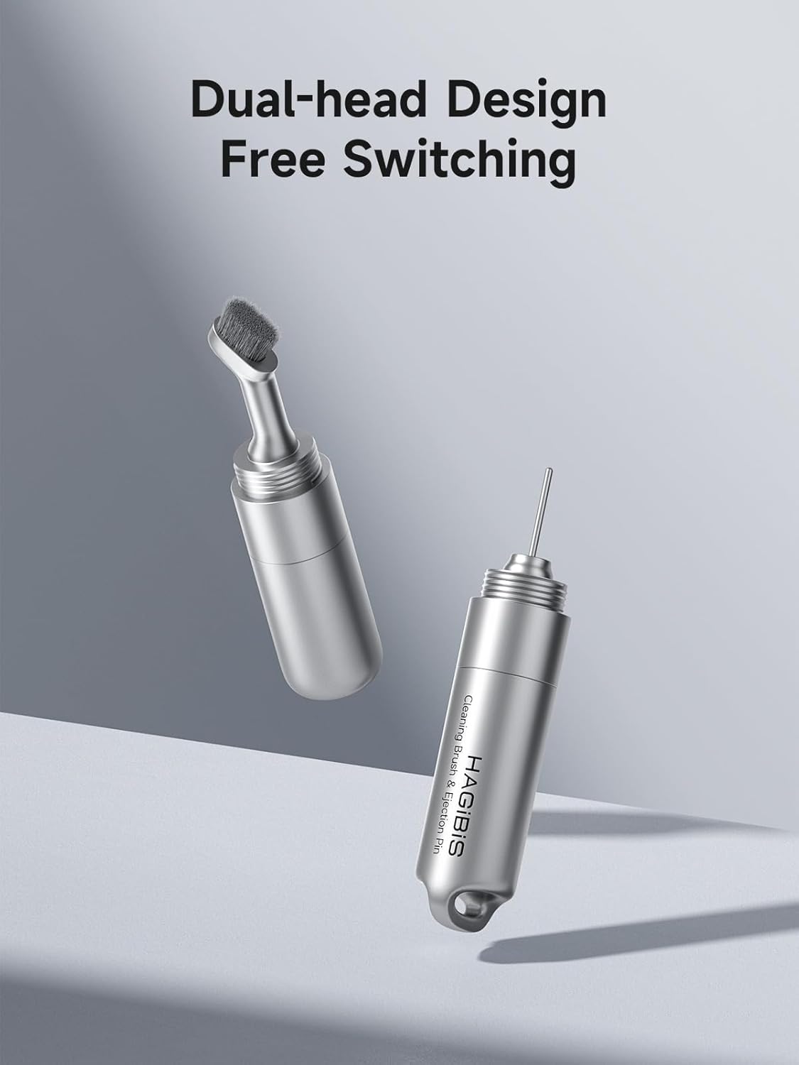 Hagibis CP02 2-in-1 tool showing both the SIM ejector pin and the cleaning brush.