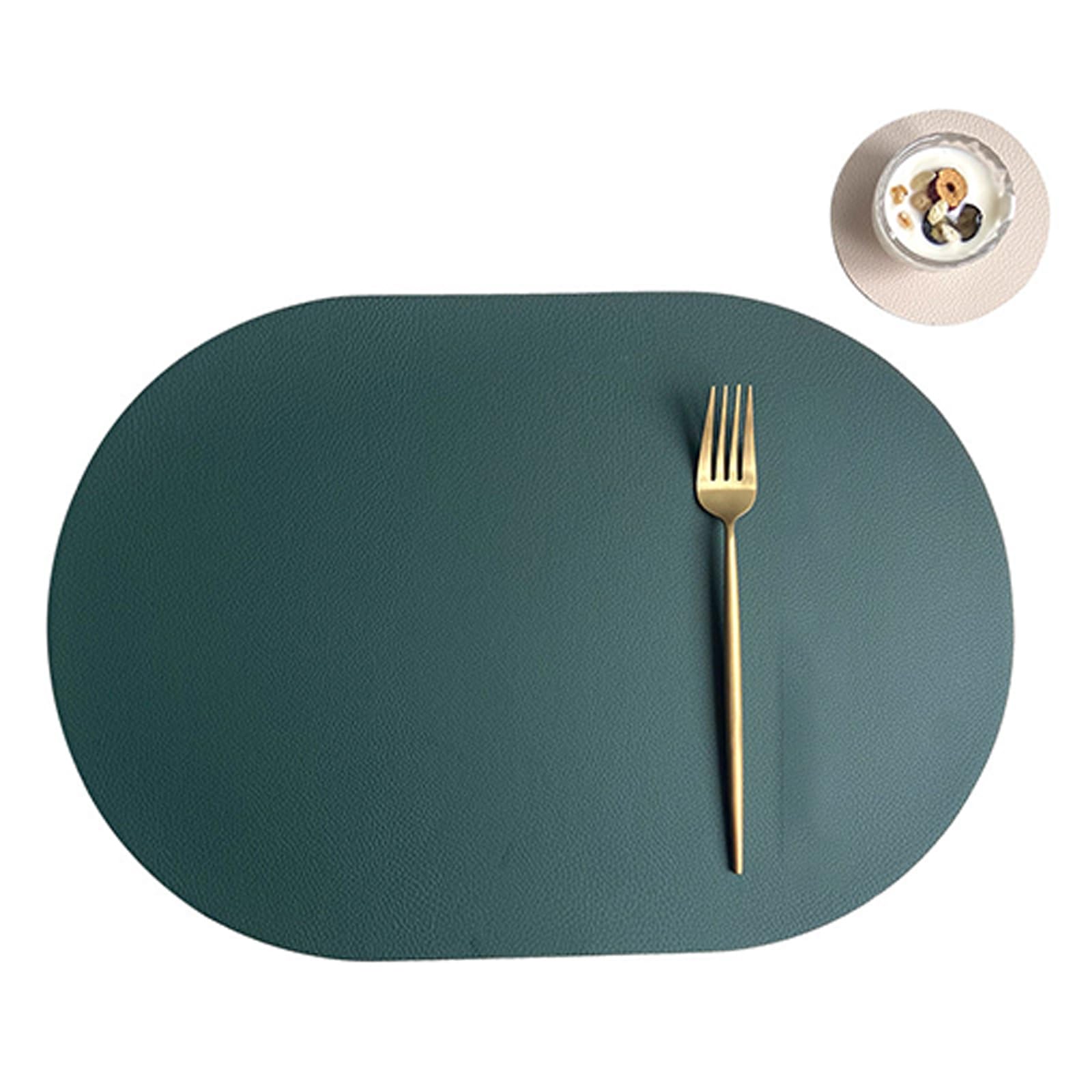 Buxuaaaa Premium PU Leather Placemats & Coasters Set, Oval Spill-Proof Tableware Mats for Commercial/Home Modern Tableware Placemats