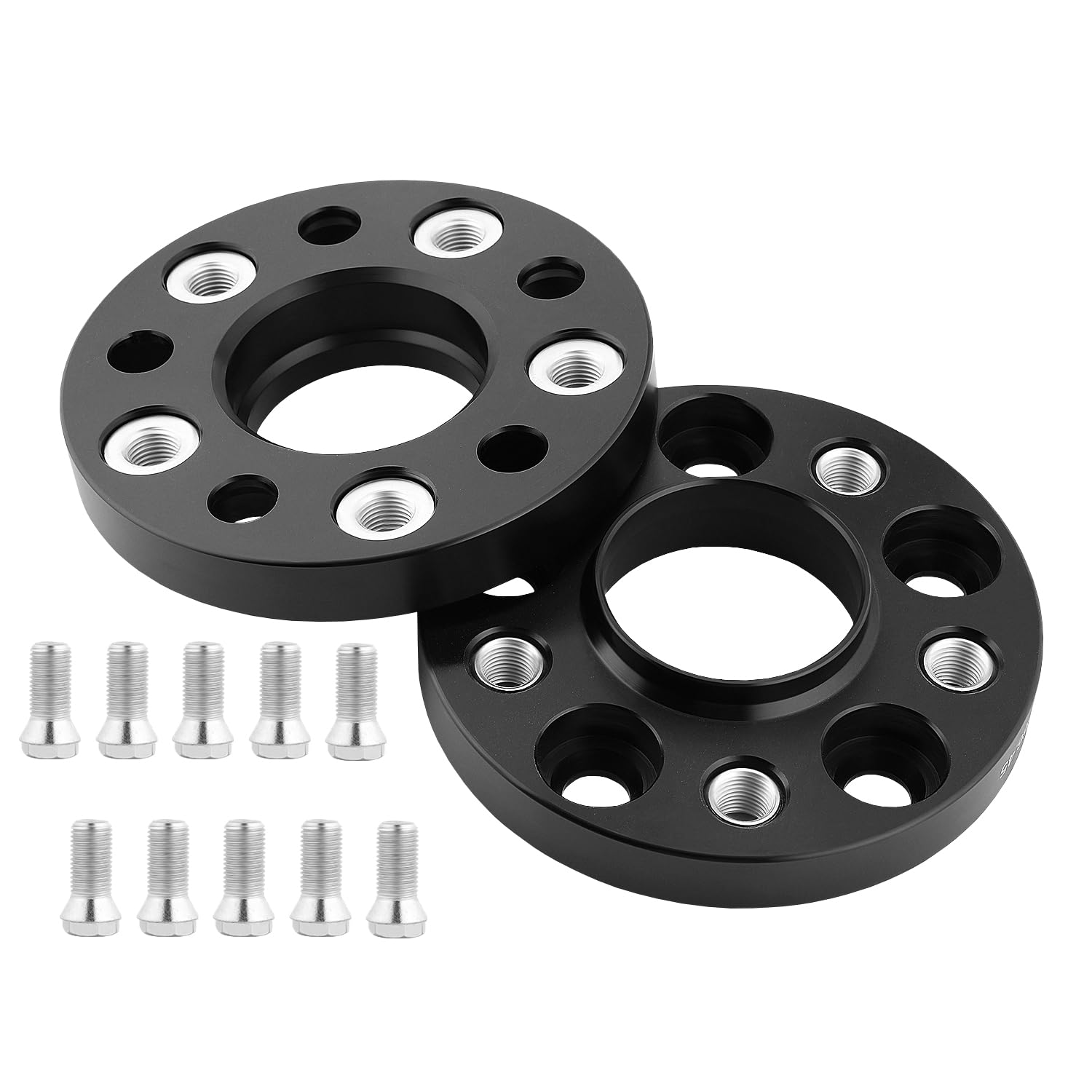 GEARMONSTER Zestaw podkładek dystansowych 2 x 20 mm, LK:5x112 NLB:66,45, 40 mm poszerzenia kół z 10 sztukami śrub do kół M14x1.5x25mm do Benz, czarne