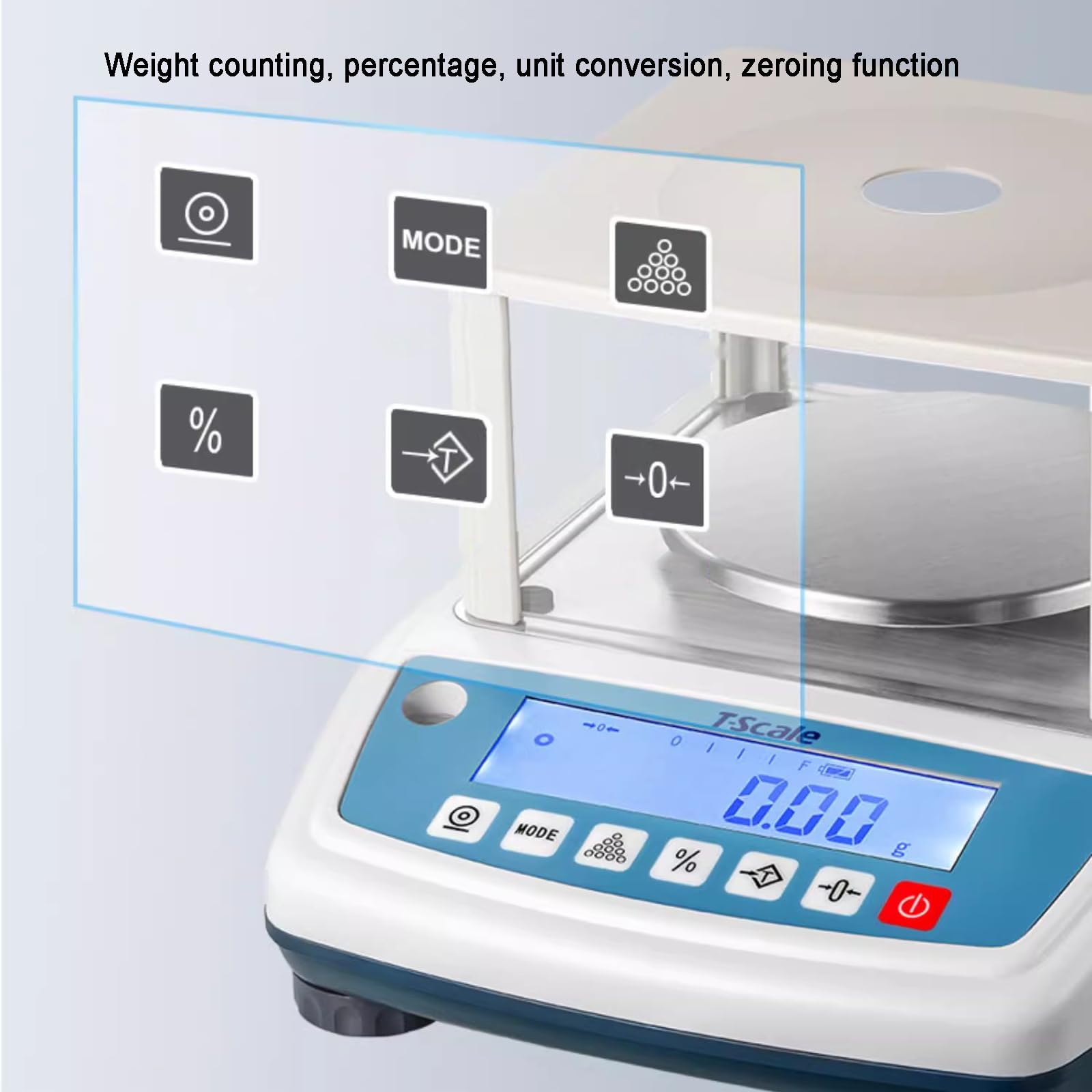 Balanza analítica de precisión de 0,001 g, escala de laboratorio con conteo, porcentaje, parabrisas para joyería y ciencia