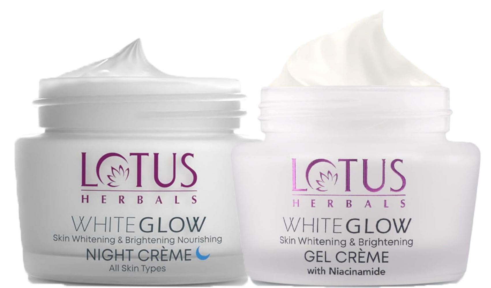Lotus Herbals WhiteGlow Skin Whitening & Brightening Nourishing Day and Night Gel Cream Set (120g Pack of 2)