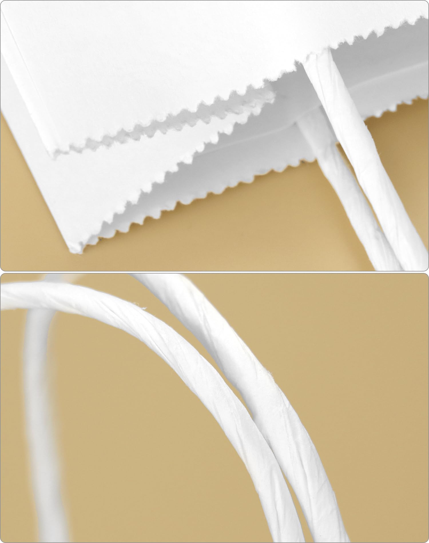 QWORK® 60pc sacchetti carta bianchi con manici, sacchetto regalo, 15X8X21CM, per feste, imballaggi, sacchetti regalo di compleanno, borse per la spesa