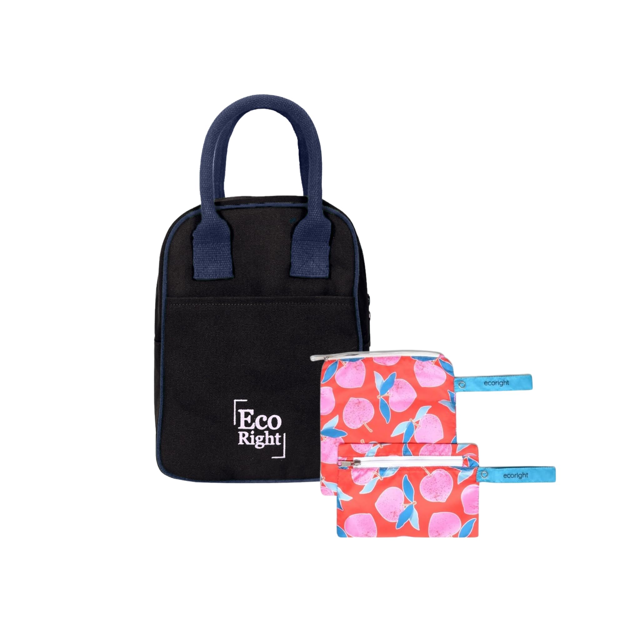 Eco RightEcoright Lunch Bags for Office Women & Men, Insulated Lunch Bag for Kids, Tiffin Bag with Bottle Holder, Carry Handle & Pocket