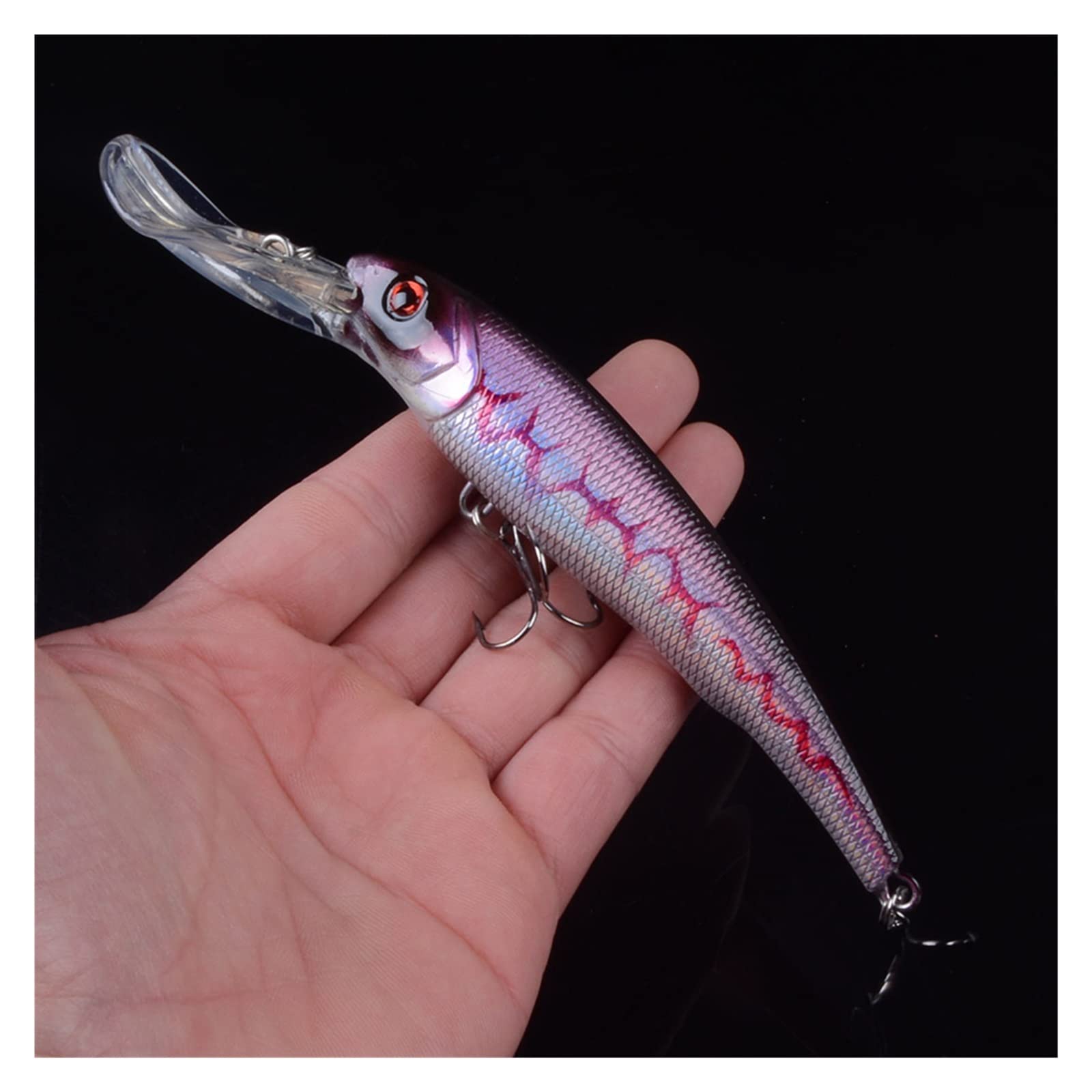 XILILHC 8 Stück 16,5 cm 28 g große Elritze Angelköder Tiefseebarsch Köder künstlicher Wobbler Fisch Crankbait Schwimmköder Tauchen 3D Augen
