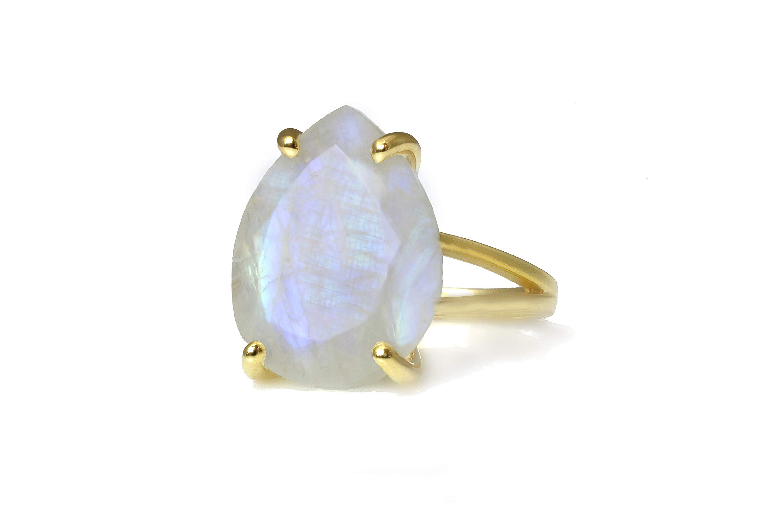 Anillo de Piedra Lunar de Color Cambiante en Plata de Ley 925 - Anillo de Piedra Lunar Moderno para Bodas, Cumpleaños y Eventos Informales