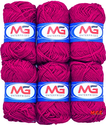 Image of M.G Enterprises Dark Magenta Wool Ball Hand Knitting Art Craft Soft Fingering Crochet Hook Yarn, Needle Knitting Thread Dyed - Pack of 16