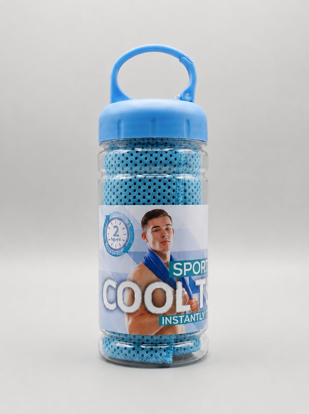 Cooling Towel + Water Bottle Set (30x78cm) – Stay Cool During Workouts, Running, Hiking & Travel – Ultra-Soft, Absorbent & Fast Drying - Light Blue