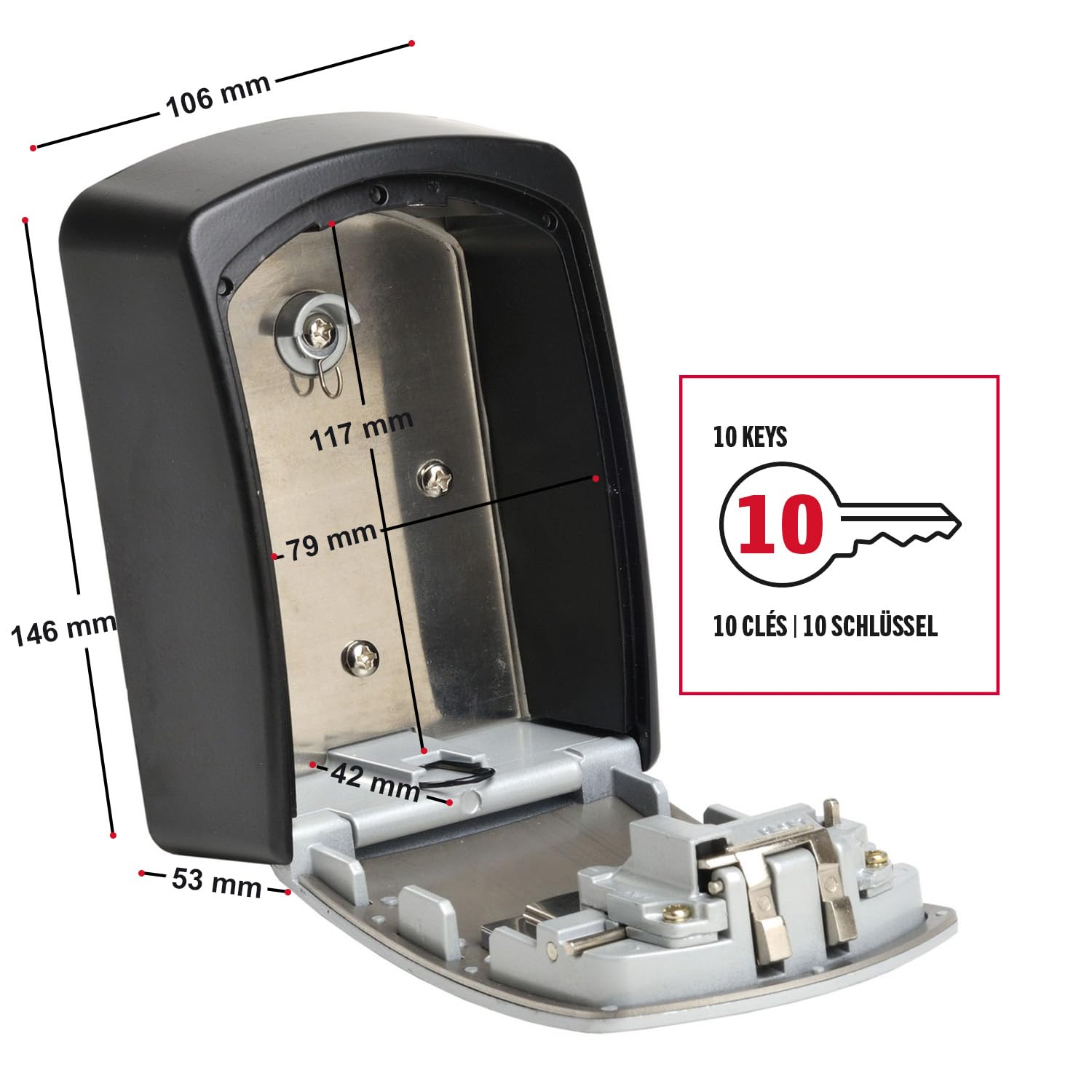 Master Lock Caja fuerte para llaves [Extragrande] [Montaje mural] - 5403EURD - Caja de seguridad