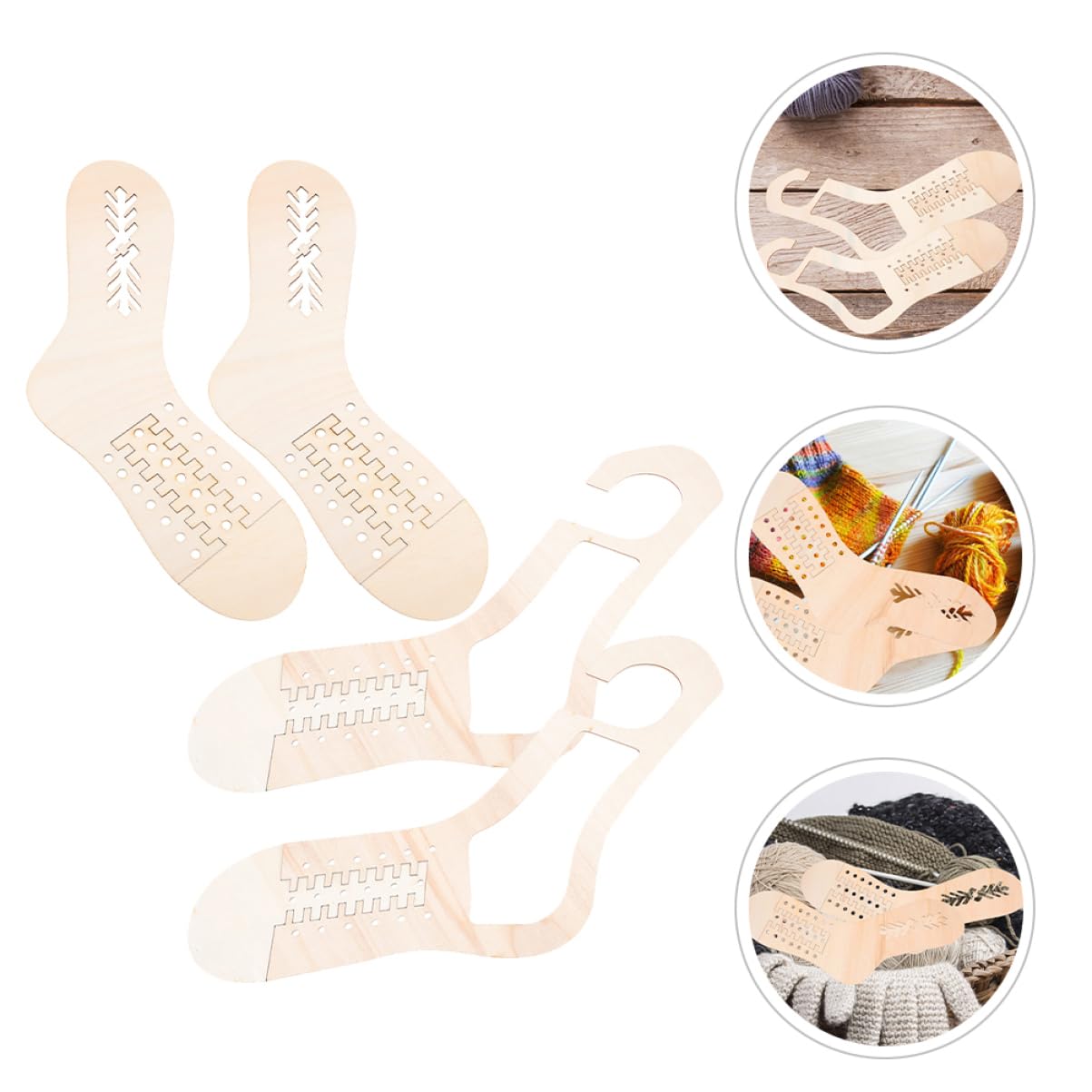 DIYEAH 5 Sätze Ausstellungsmodell Gestrickter Socken Baumwollgarn Zum Häkeln Strickwolle Blocker Sockenspanner Diy Gewebte Sockenmodelle Bausatz Maschenmarkierer Stich Hölzern 2 Paar * 5