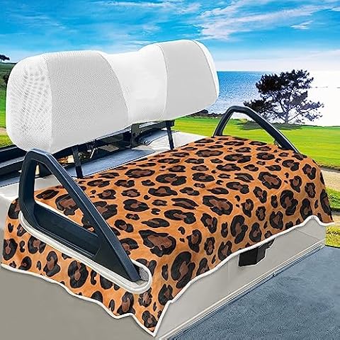 YOKYHOM Summer Golf Cart Seat Covers, Leopard Brown Golf Cart Front Seat Towel/Blanket, Fits for EZGO/Yamaha/Club Car and More Golf Carts, 100% Microfiber, Keeps Your Seat Cool and Clean, 51''x 31'' Cover