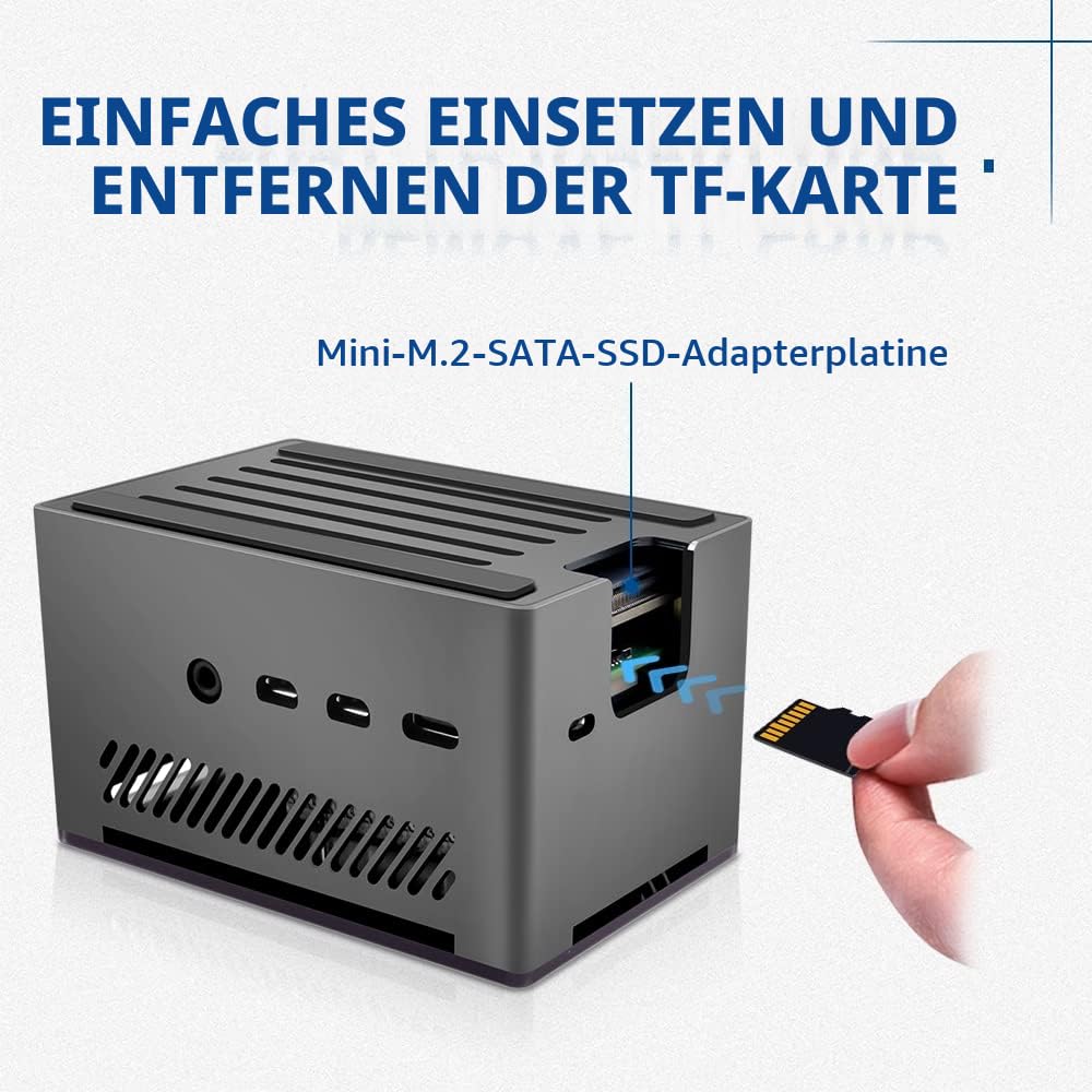 GeeekPi Aluminium NAS Gehäuse mit Ice Tower Kühler,M.2 SATA SSD Adapterplatine, Passive Gehäuse mit 4007 Ultra-Quiet PWM Lüfter für Raspberry Pi 4 Model B 2GB 4GB 8GB