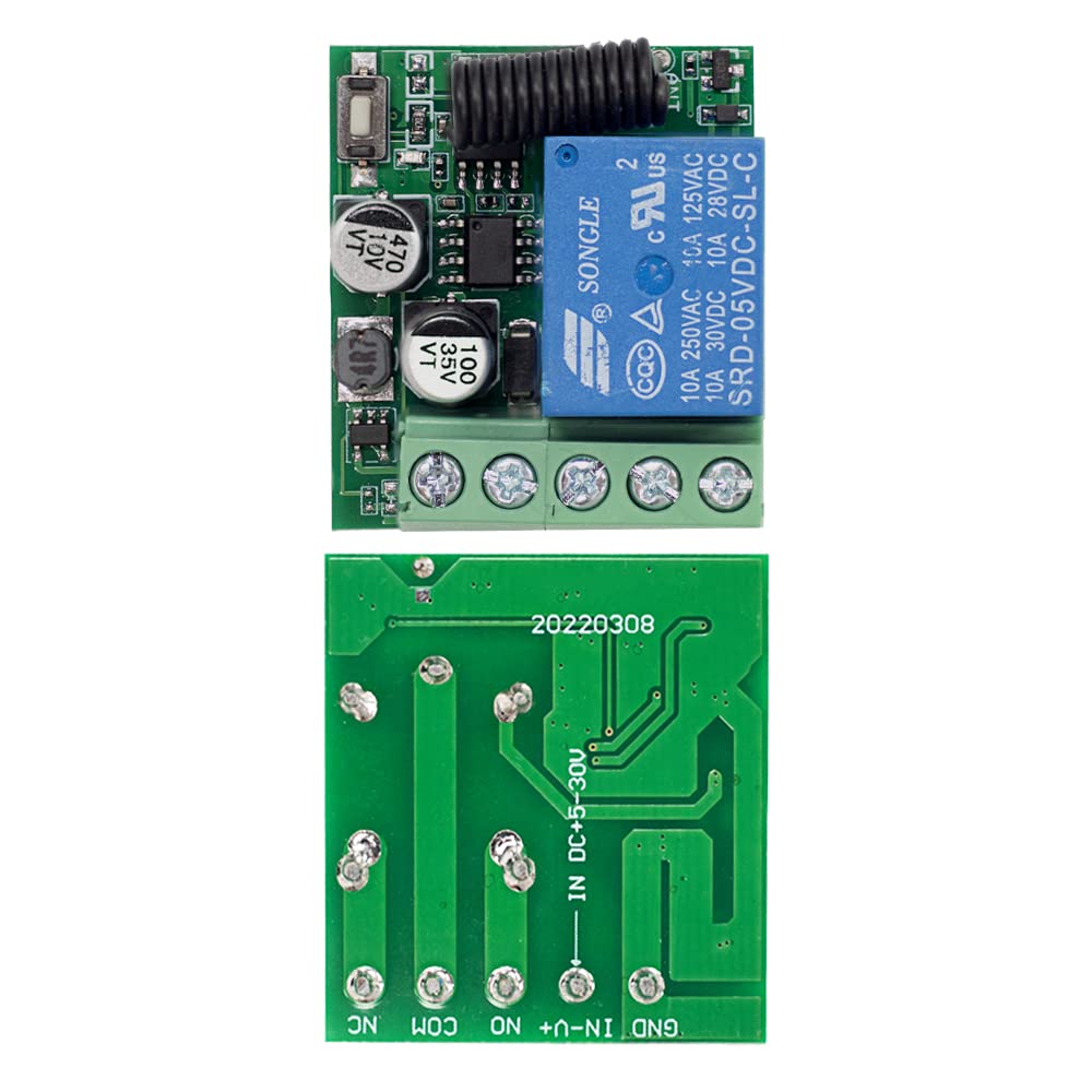 DC 5 ~ 30 V 433 MHz Interruptor de control remoto inalámbrico universal 1 CH RF Relé receptor módulo para interruptor de control de acceso luz barrera