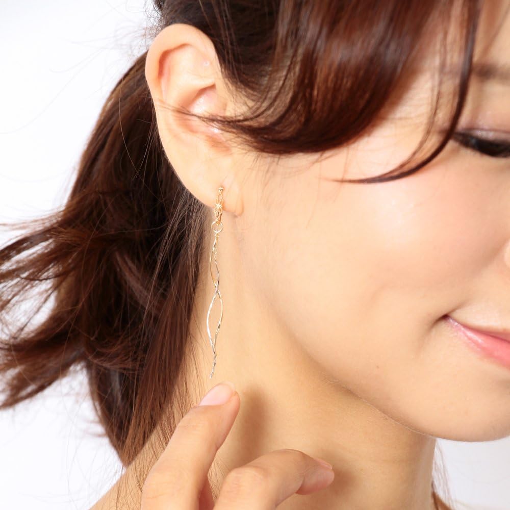 白 フリル付 agete K10 SV アメリカン ピアス - ecotours-of-oregon.com