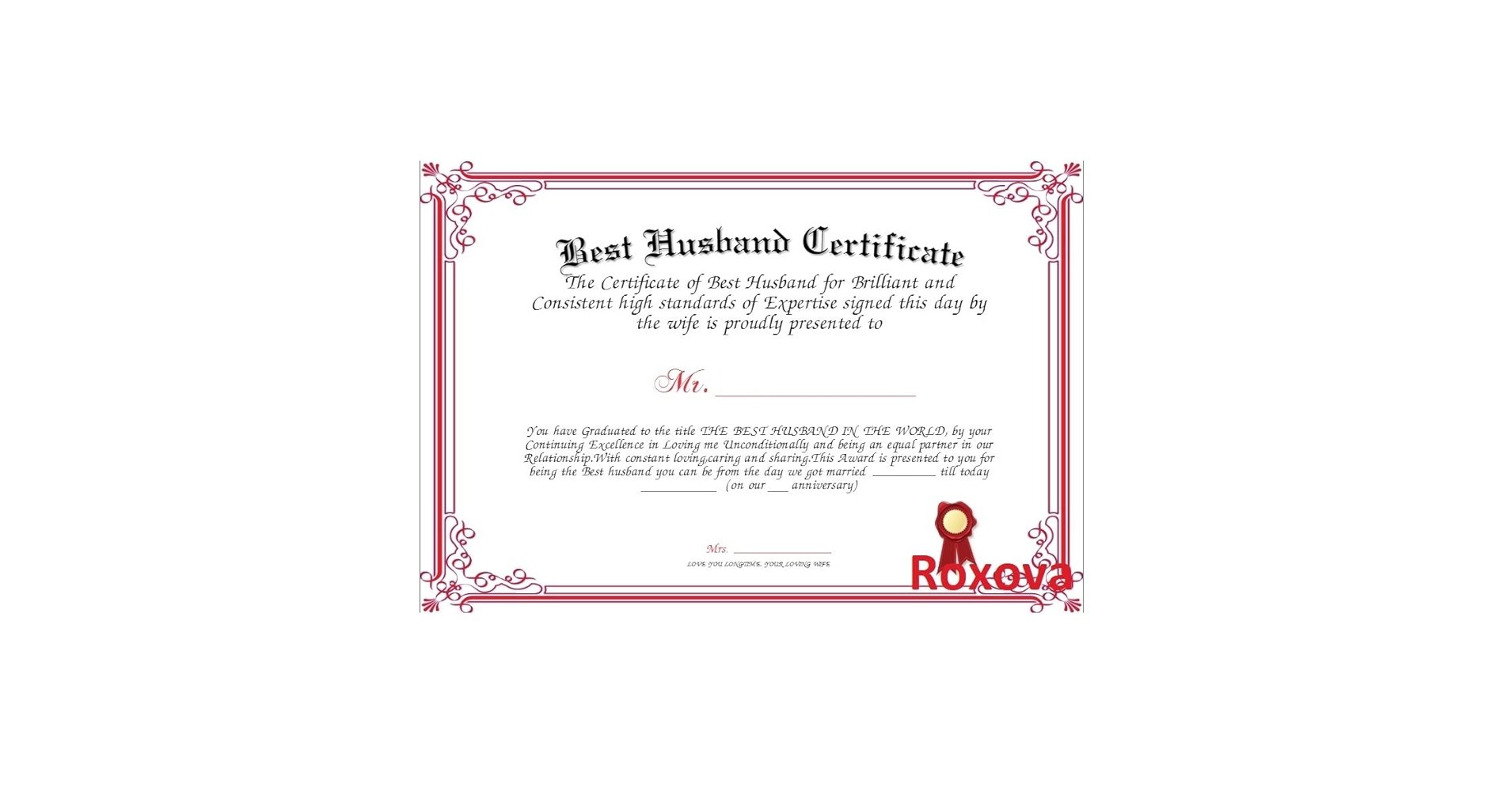 Roxova Best Husband Certificate For Husband / Anniversary Gift. : Amazon.in: Office Products roxova-best-husband-certificate-for-husband-anniversary-gift-amazon-in-office-products