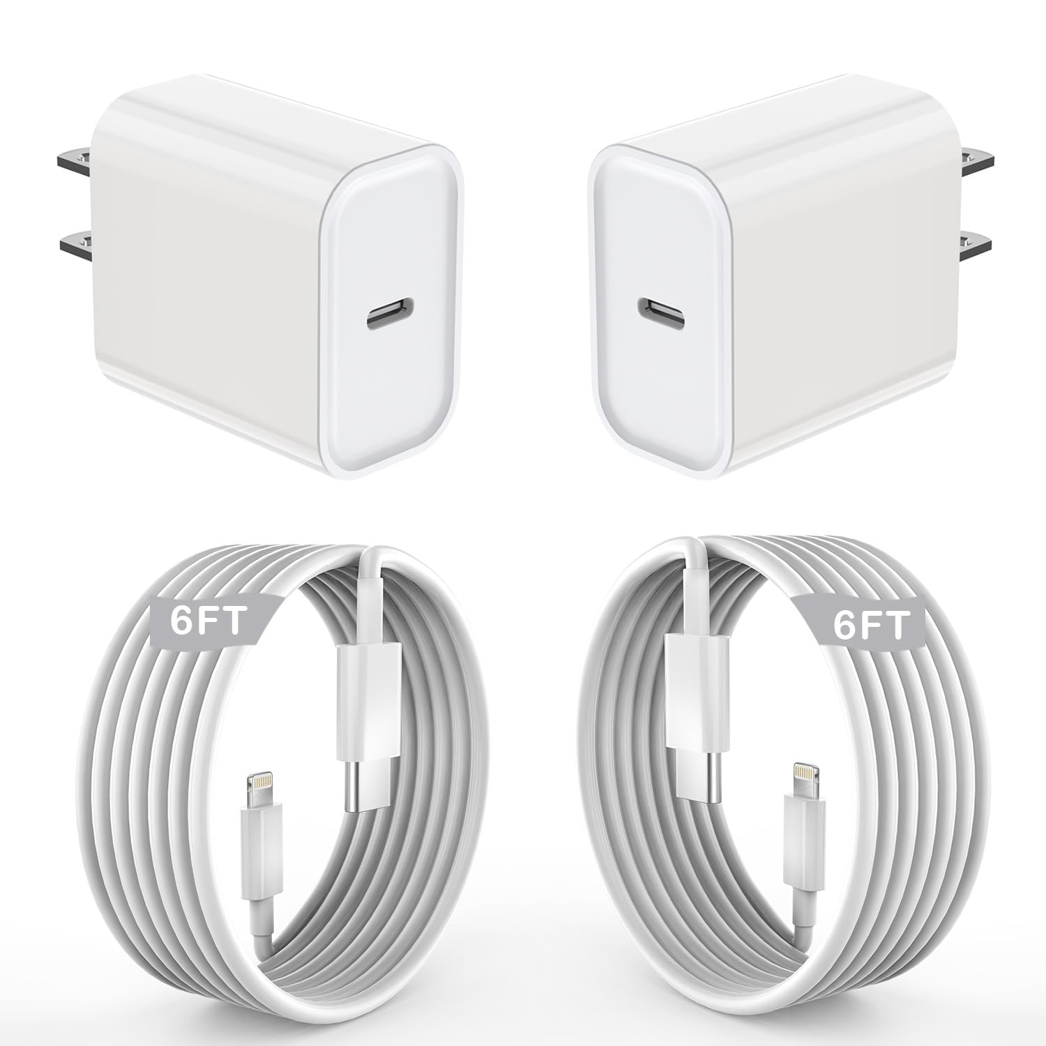 Fast Charging for iPhone 14 13 12 11,2Pack MFi Certified, USB C Charger Block with 6FT USB C to Lightning Cable Charging for iPhone 14/14 Pro Max/13/13 Pro Max/12/12 Pro Max/11/11Pro/XS/Max/XR/X,iPad