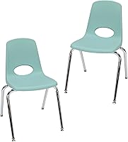Vista 41 de FDP 13050-LG - Silla escolar apilable de 18 pulgadas, asiento apilable para estudiantes con patas de acero cromado y deslizadores giratorios