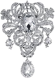 Sponsored Ad - Extra LARGE Antique Vintage Art Deco Victorian Style Silver Tone Imitation Diamond Clear Rhinestone Stateme...