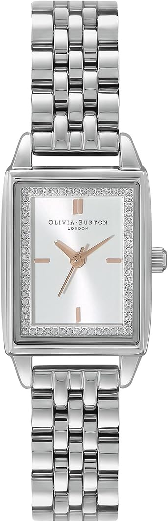 Olivia Burton Rectangular Womens Watch 25.5mm, 3H Quartz Movement, Stainless Steel, Water Resistant 30M 3ATM