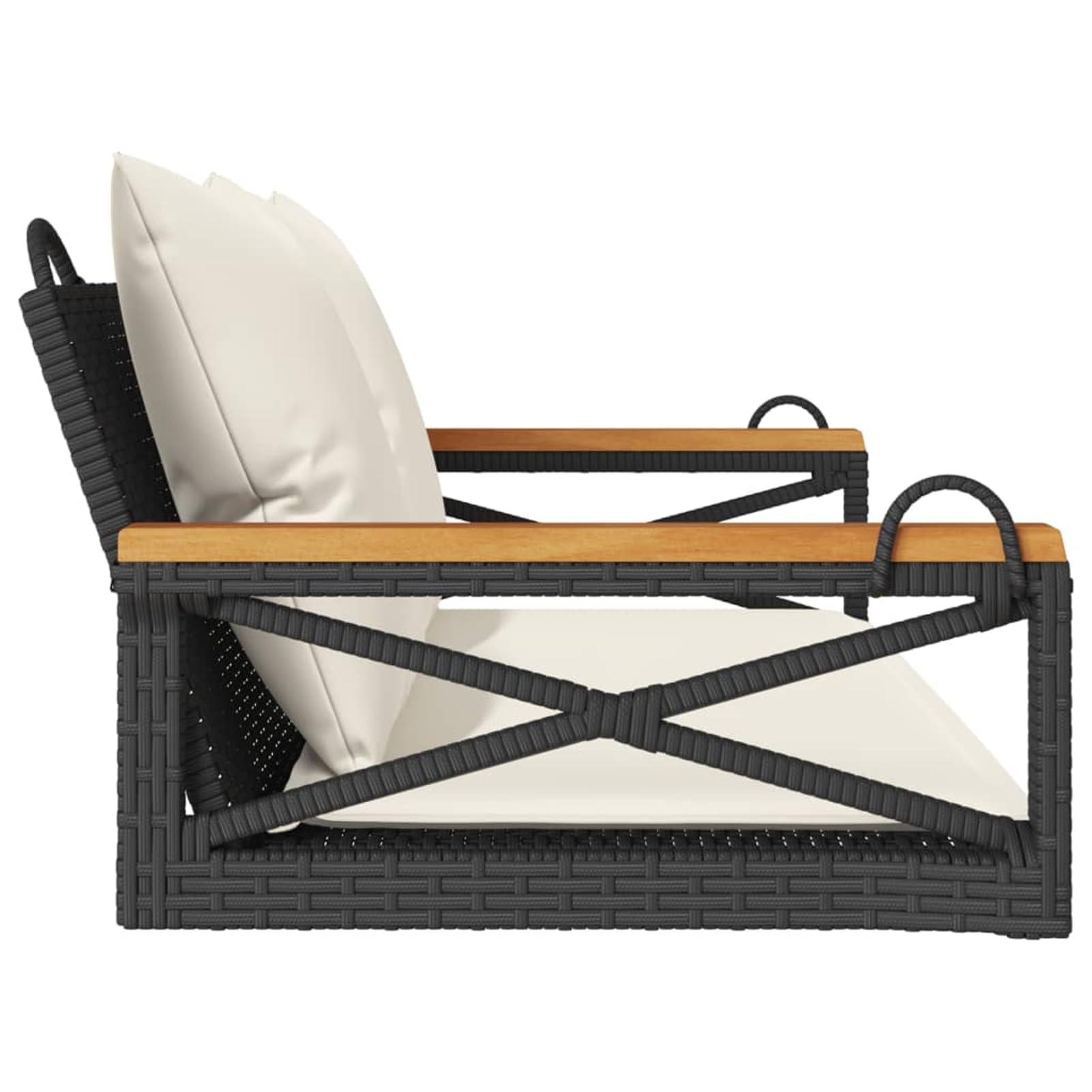 Schaukelbank mit Kissen | PE-Rattan | Bequemes Sitzen | Hängebank | Schwarz Model368155