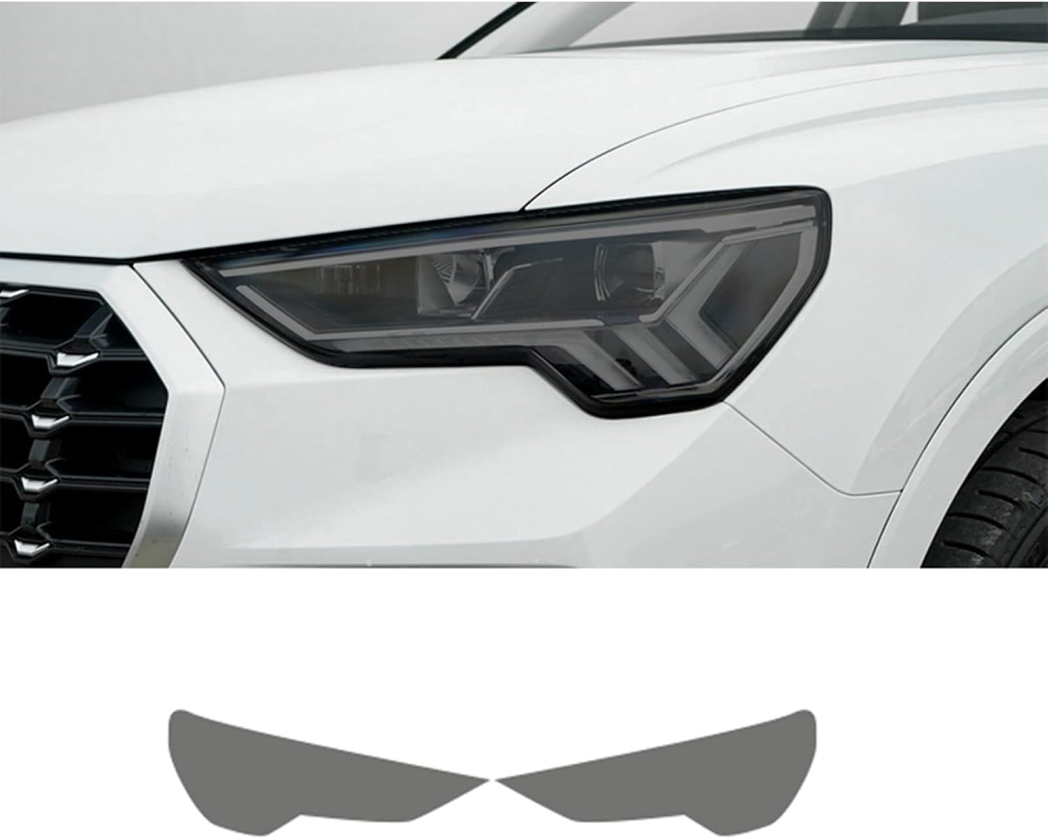 Car Headlight Protective Film for Audi Q3 RSQ3 F3 2019-2021, Smoked Black Tint Wrap Vinyl Transparent TPU Sticker,Transparent