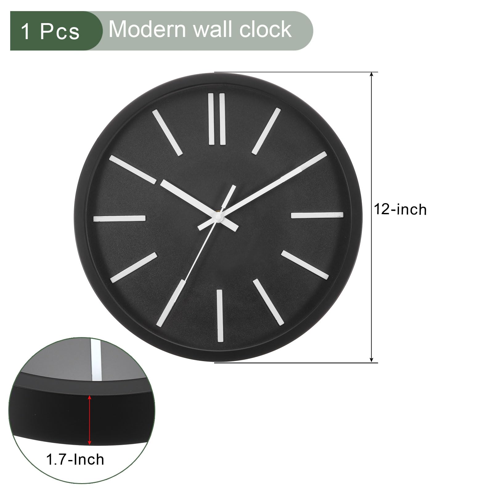 YOKIVE Wall Clocks, Operated Silent Non-Ticking Round 3D Wall Clocks Modern Clock, Great for Office Bedroom, Living Room - Image 2