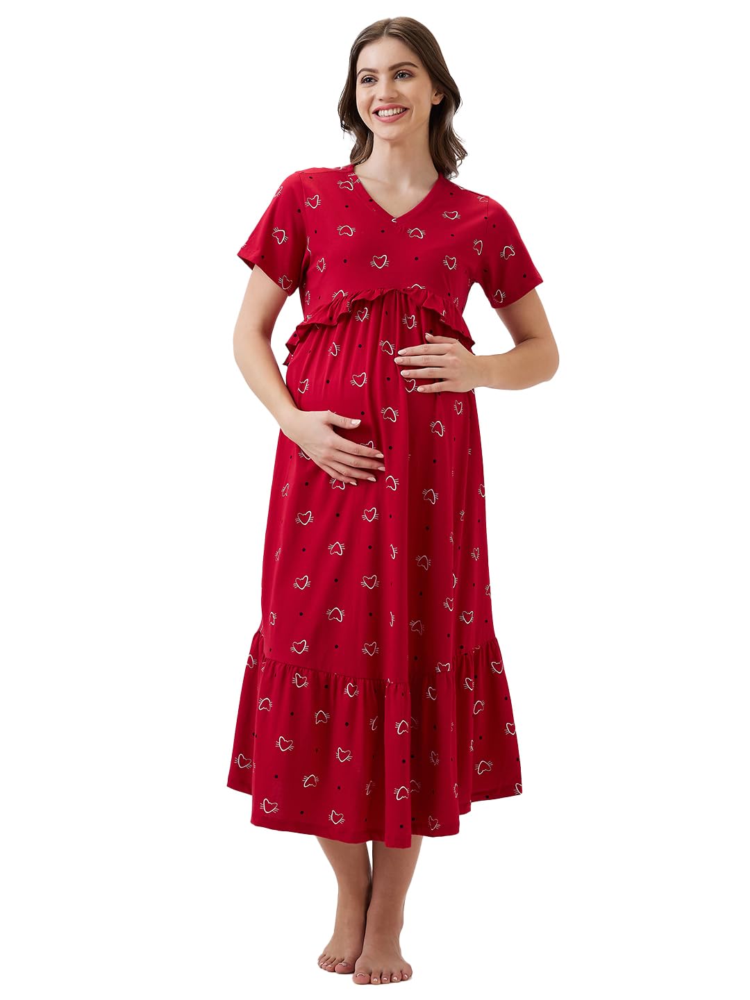 AV2 Women's Cotton Midi Maternity Nighty