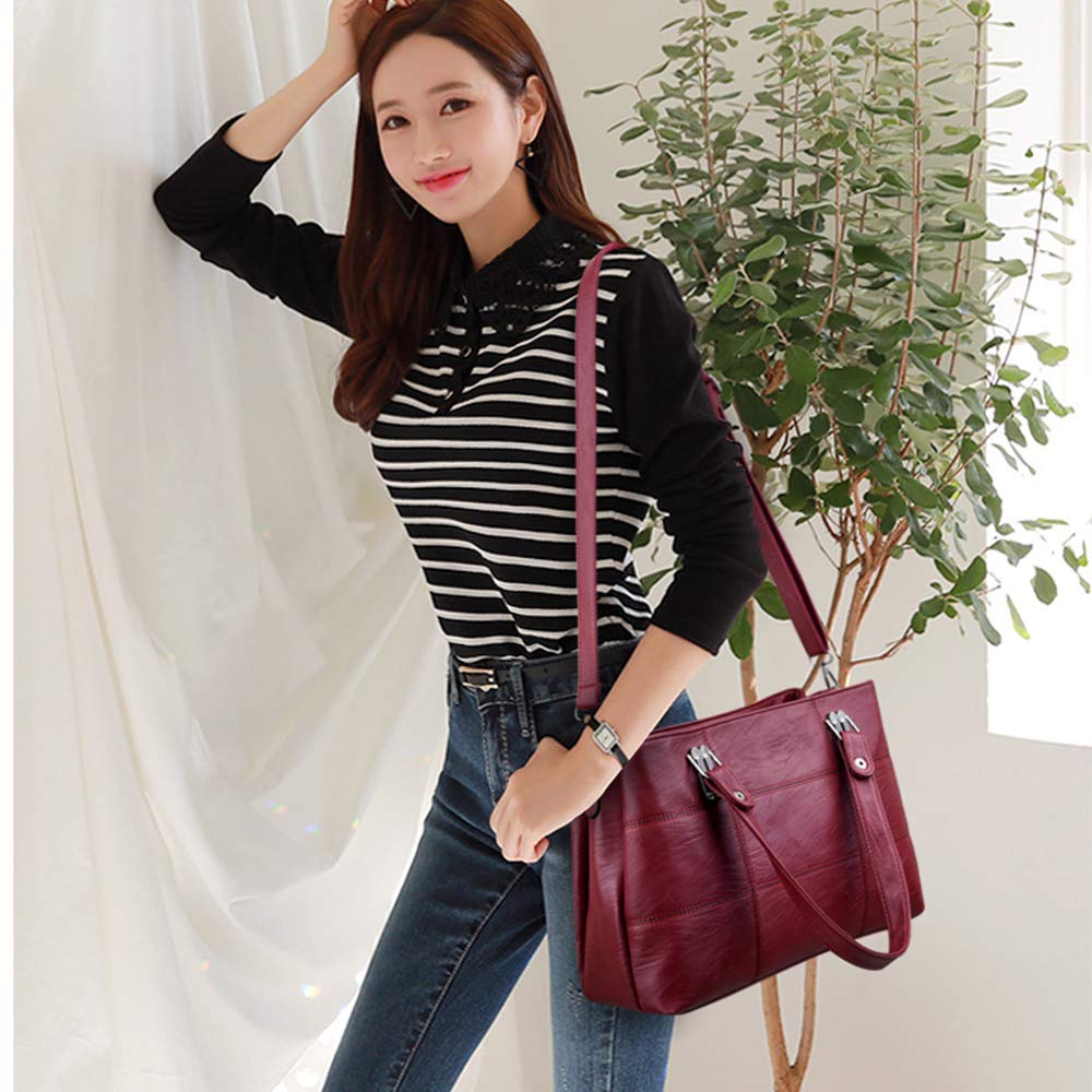 Bolsos de mano para mujer, con asa superior, de cuero, bandolera, para mujer, bolsos de diseñador, gris, M, Bolsas