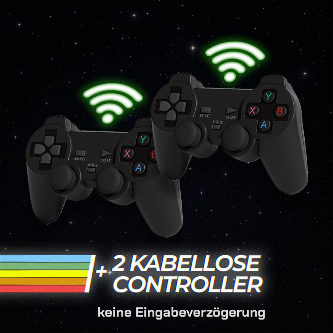 Retro Spielekonsole mit 100.000+ Klassikern – 4K HDMI & 2 Kabellose Controller – Plug & Play ohne Verzögerung – Für Familien, Kinder & Freunde – Ideal für Wohnzimmer & Spieleabende