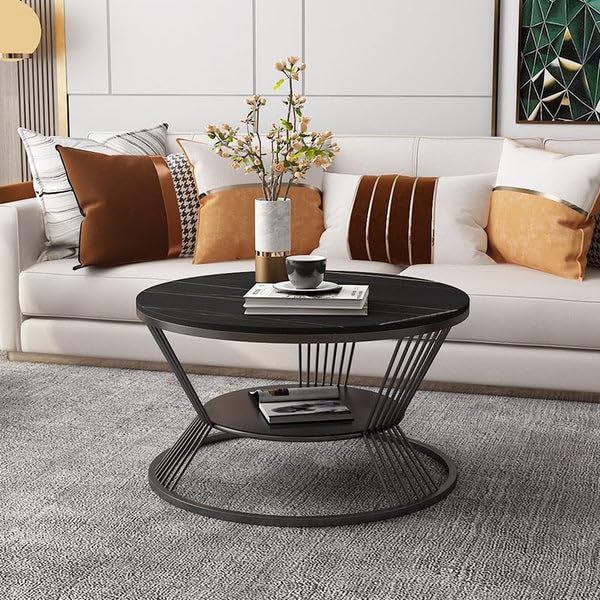 Crafty Store Luxury Black Metal Coffee Table | Engineered Wood Top & Black Iron Frame | Modern Decor Round Center Table for Living Room – Stylish & Modern Design | (Item Weight 6 Kg) (Black & Black) (B0DFJYTT1H) Amazon Price History, Amazon Price Tracker