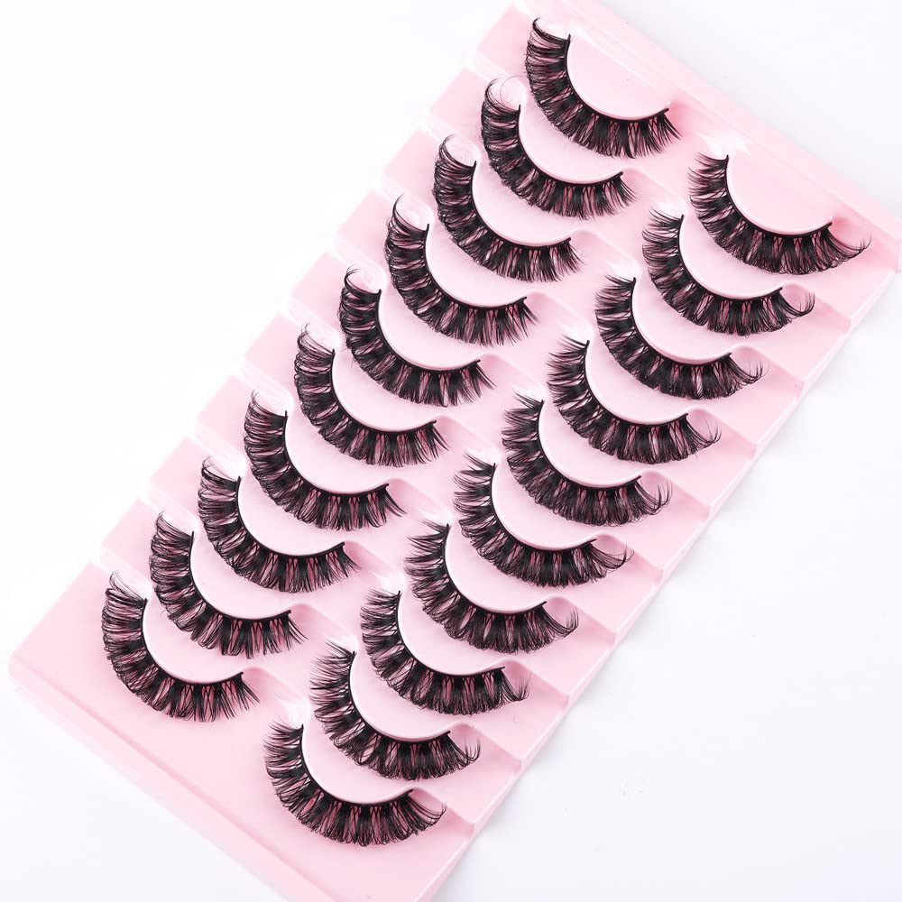 False Eyelashes Russian Strip Lashes Natural Fluffy Wispy D Curly 10 works Reusable Fake Eyelashes Faux Mink Lashes Thick Short Soft Eyes Lash(#01) - Image 3