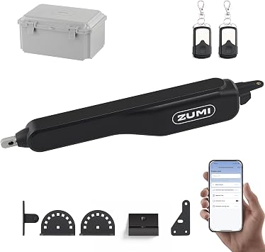 ZUMI Automatic Gate Opener, App Control Swing Gate Opener for Gates up to 900lb 20ft, Electric Swing Gate Opener with Remote Control, Smart Gate Opener Gate Opening System for Home Driveway Garden