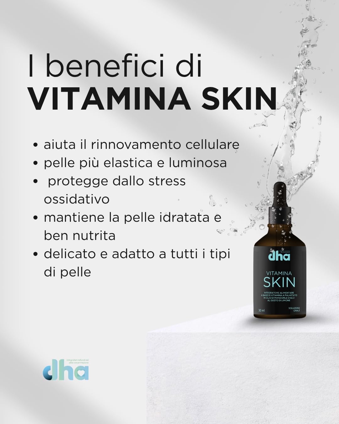 Vitamina Skin - con Retinolo e DHA Algale – Integratore per Pelle Luminosa e Anti-Age – Vitamina A, E e Oli Nutrienti – 30 ml Gocce
