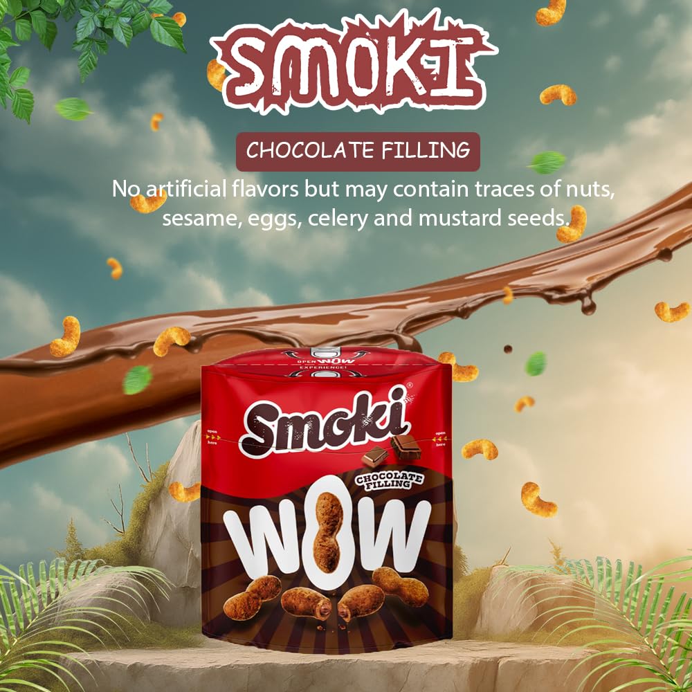 27 PCS Smoki WOW Schokolade – Unwiderstehliche Milchschokolade mit Erdnuss- & Maisgrießfüllung, 35% Kakao (SMOKI WOW Chocolate 70g (Pack of 27))