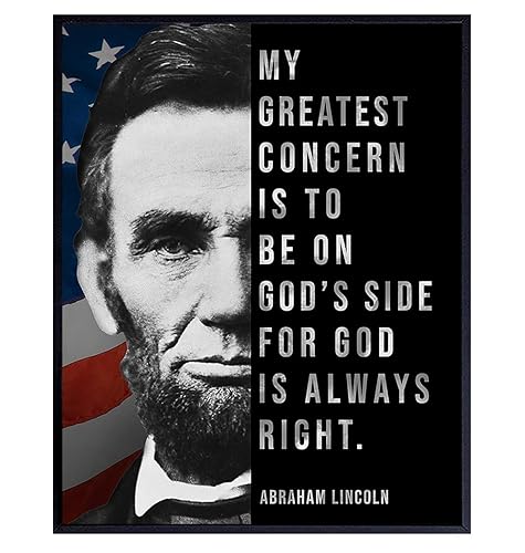 Abe Lincoln - Abraham Lincoln Poster, 8x10 - American Flag Wall Decor - Patriotic Decor - Religious Wall Decor - God Wall Decor - Christian Wall Art