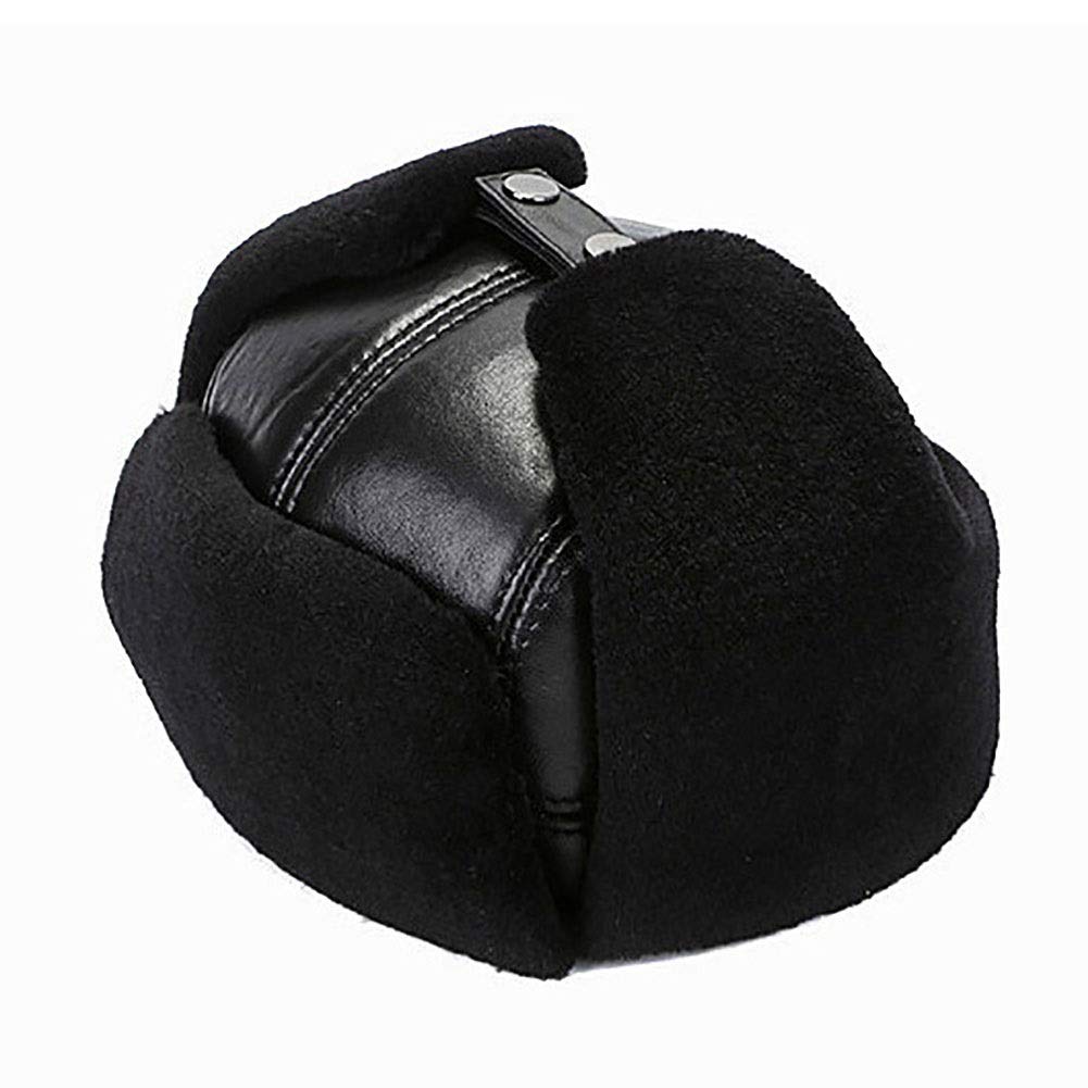G&F The Elderly Leather Lei Feng czapka z daszkiem ze skóry bydlęcej podwójna klamra z ochroną uszu zima