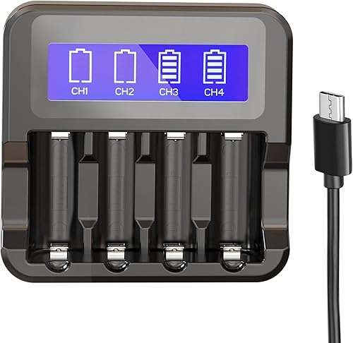 Miniatura 7 de Arlo - Baterías recargables CR123A, cargador FARSAIL 4 unidades 800mAH 123A NiMH baterías recargables para cámara Arlo VMS3130 VMC3030 VMK3200