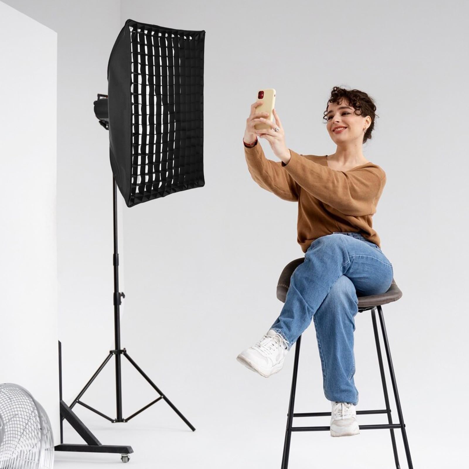 Andoer Softbox rectangular de 60 x 90 cm, con rejilla, paño suave y bolsa de almacenamiento para fotografía de productos, iluminación de estudio, transmisión en directo