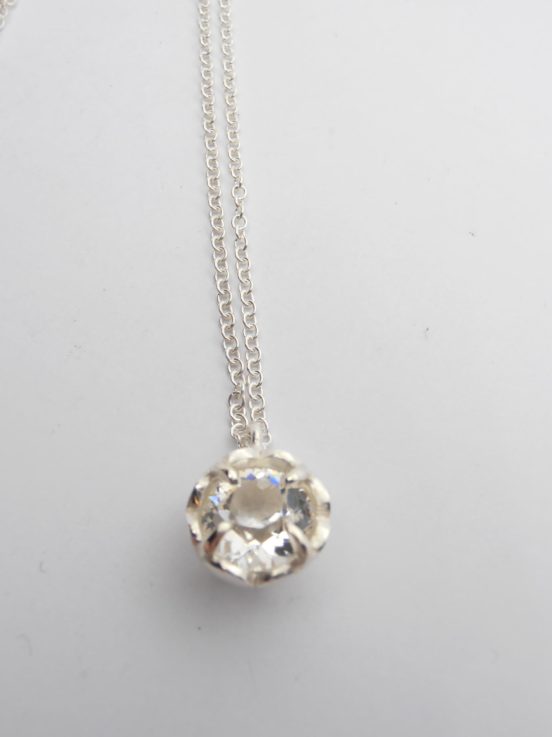 Punto Luce : Girocollo e Ciondolo in Argento 925 con Zircone taglio Brillante - Pendente - Catenina - Collana Pietra Semi-Preziosa