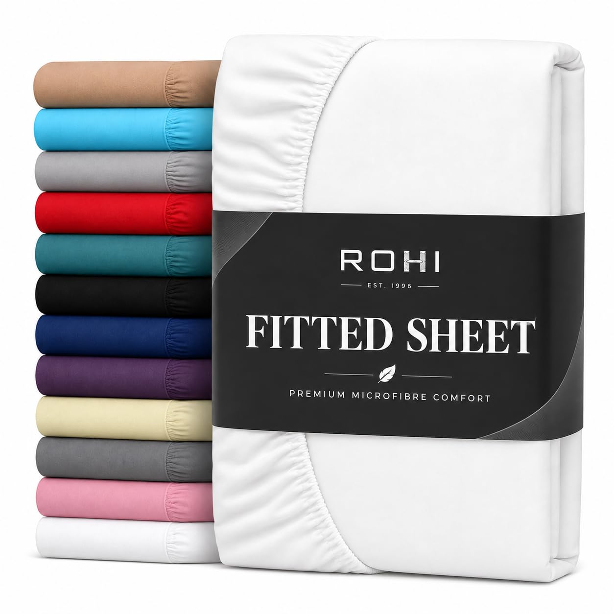Rohi 40cm Single Fitted Sheet 2 Pack White Microfibre Extra Deep Fit