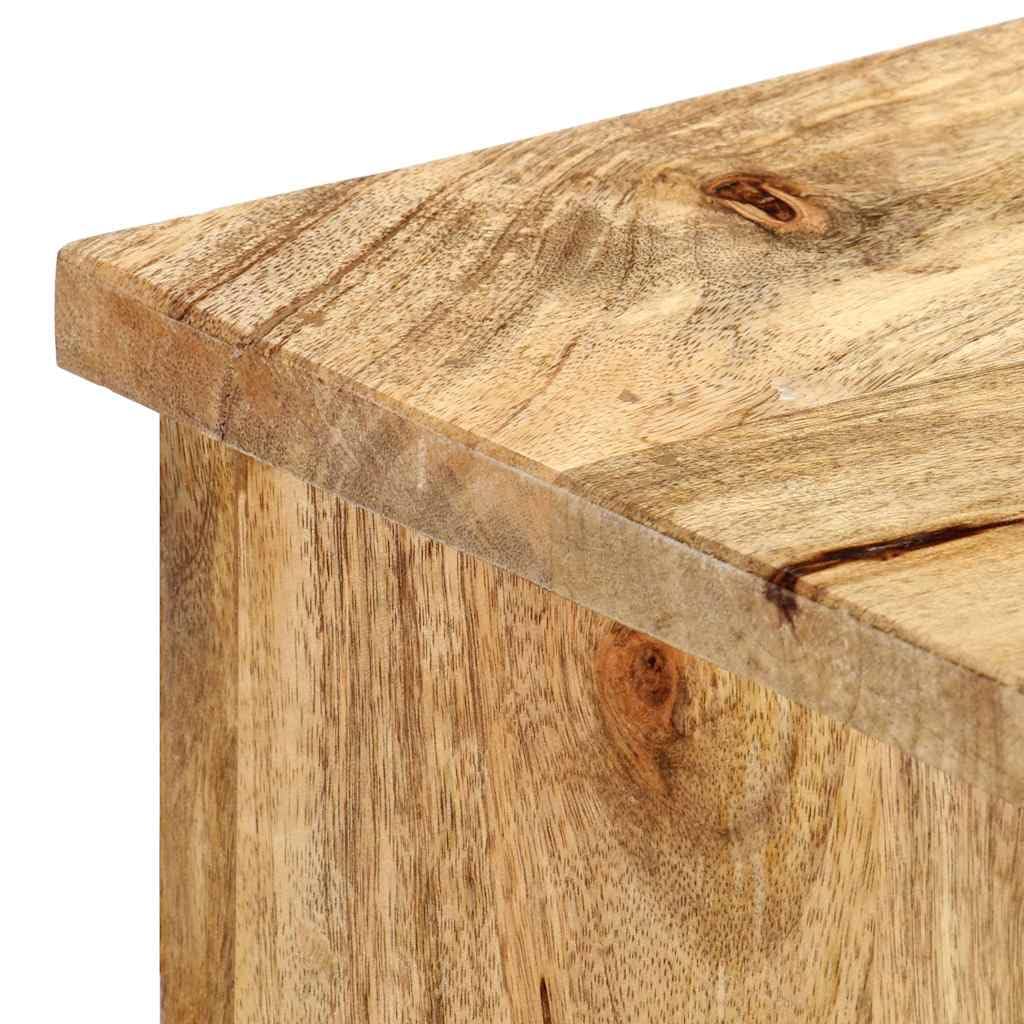 Buffet 100 x 35 x 60 cm en bois de manguier massif avec 2 portes et compartiments ouverts, meuble vintage robuste pour salle à manger, couloir ou cuisine, support mural inclus