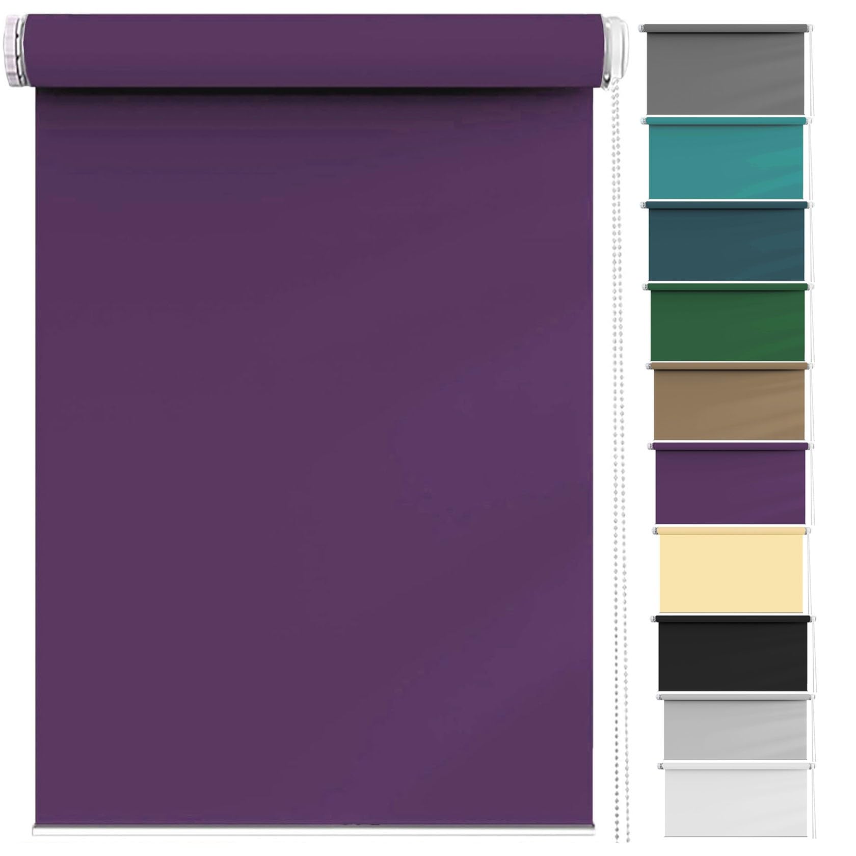 Roller Blind No Drilling 110 x 50 cm Thermal Insulated UV Protection, Privacy Roller Blinds Easy Fit Fittings Included for Any Window, Loft, Purple