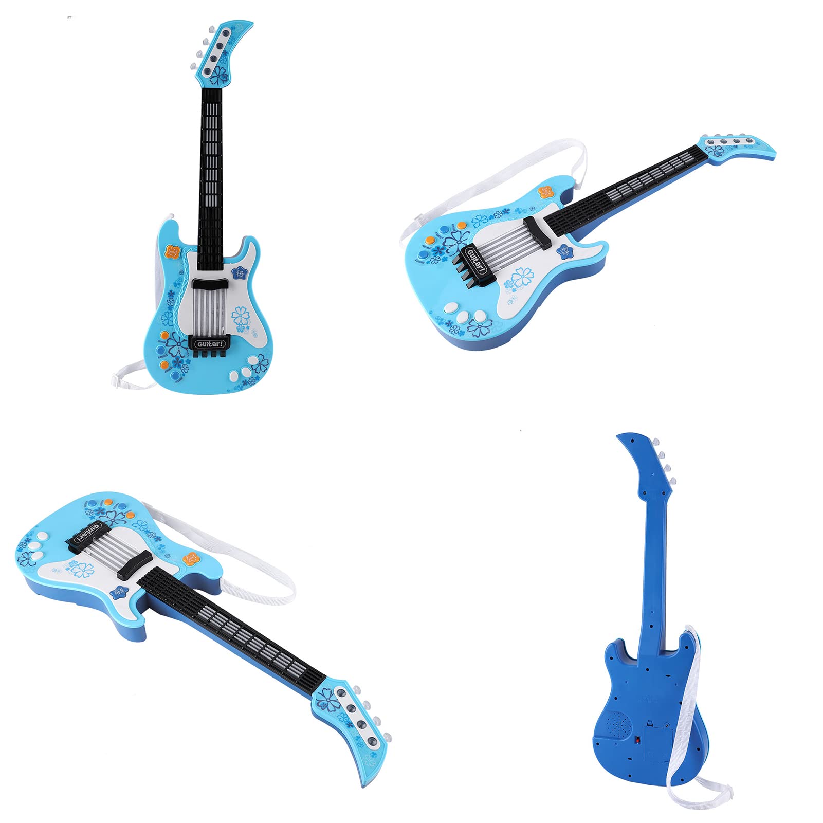 Giocattolo Multifunzionale per Chitarra per Bambini con 4 modalità di Gioco per Bambini, Realizzato in Materiale ABS Sicuro, Strumento Musicale Ideale (Blu)