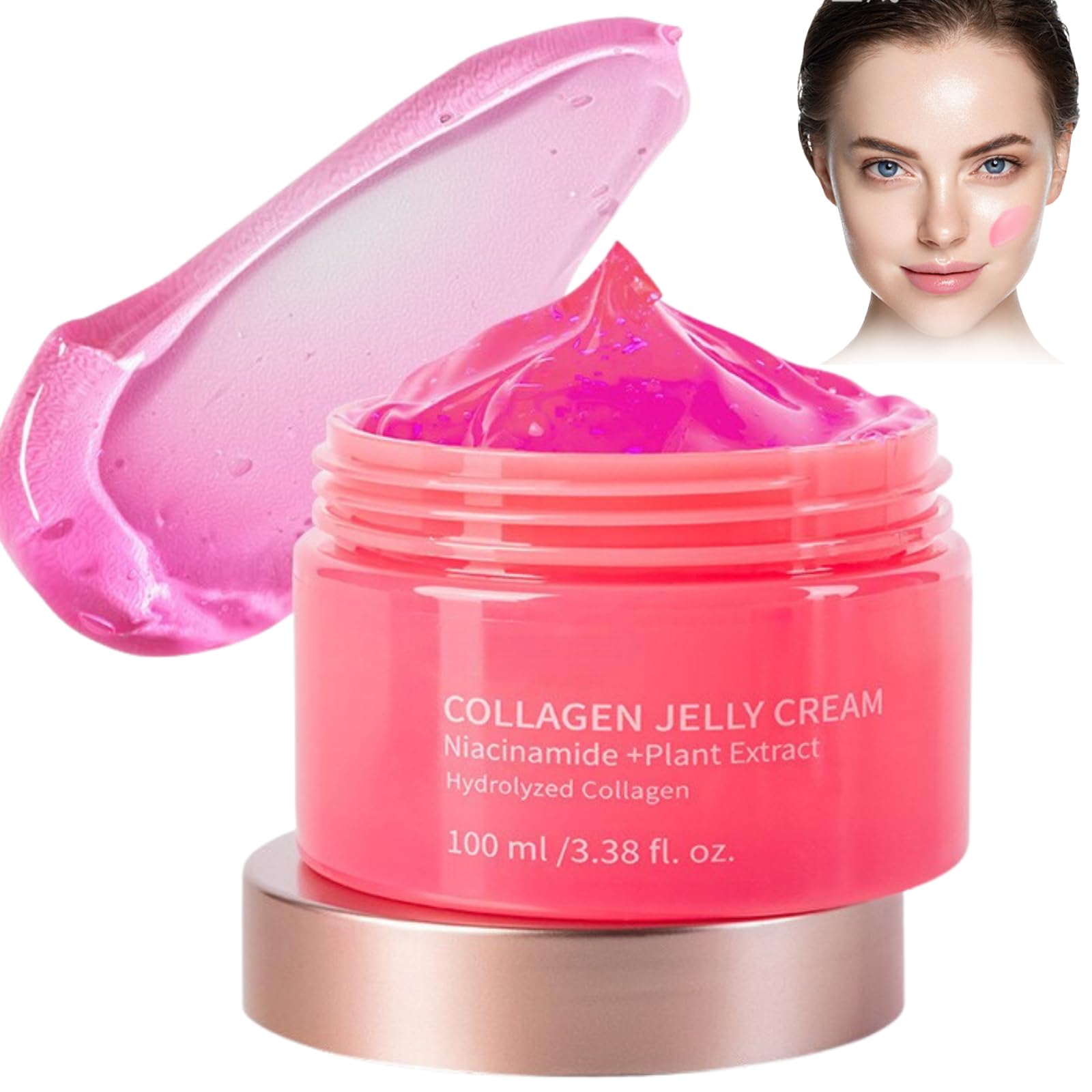 Collagen Jelly Cream, Day Night Cream for Women Anti Aging Korean Moisturiser with Niacinamide & Hydrolyzed Collagen