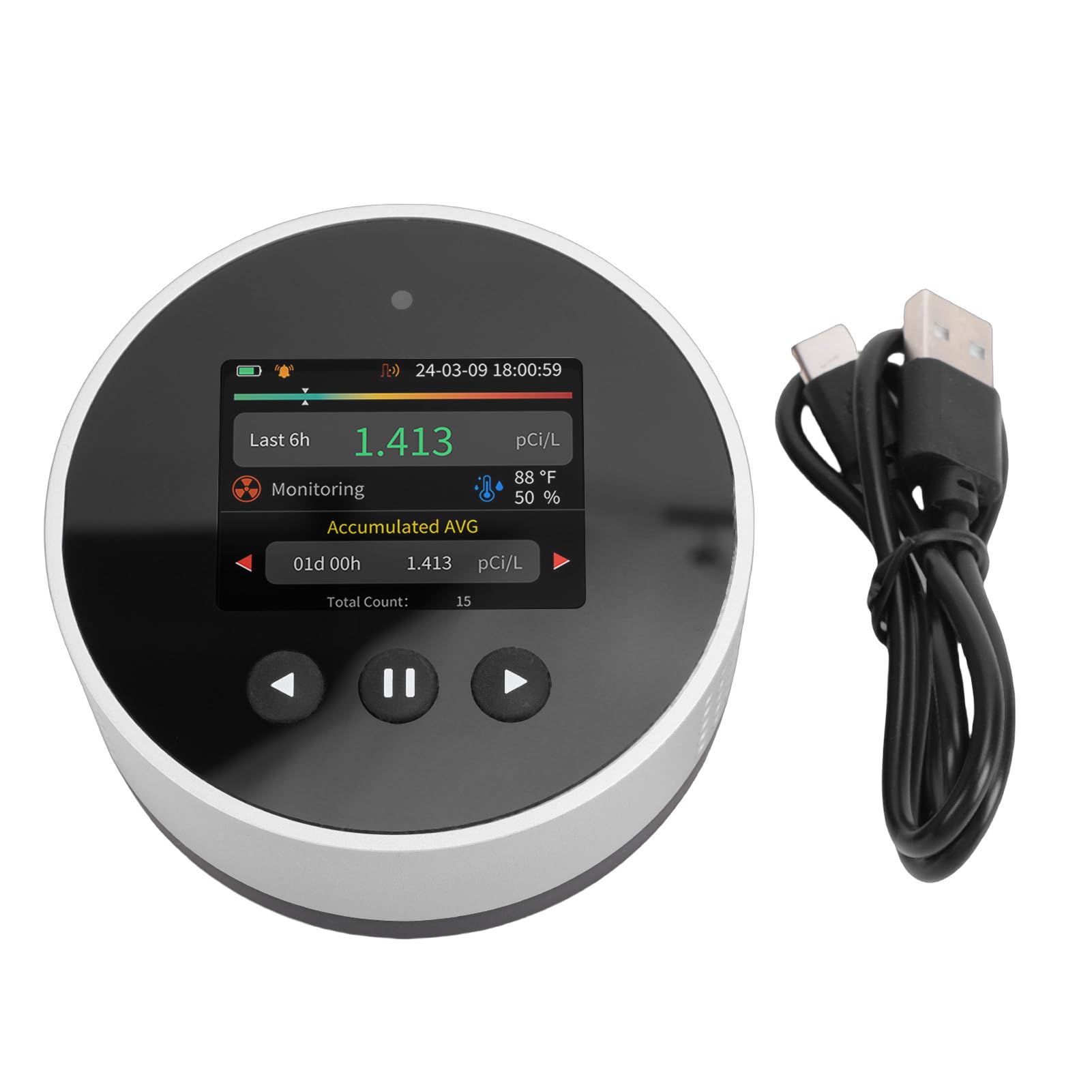 Detector de Radón para el Hogar, Analizador de Radón Digital con Pantalla LCD con Lecturas a Corto Plazo a Largo Plazo para Seguridad en Interiores de la Escuela de la Oficina
