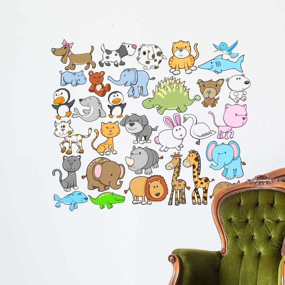 Wallmonkeys Cute Animal Vector Design Wall Decal Sticker Set Peel and Stick Animal Graphics (5.5 in W x 14 in H) WM223728