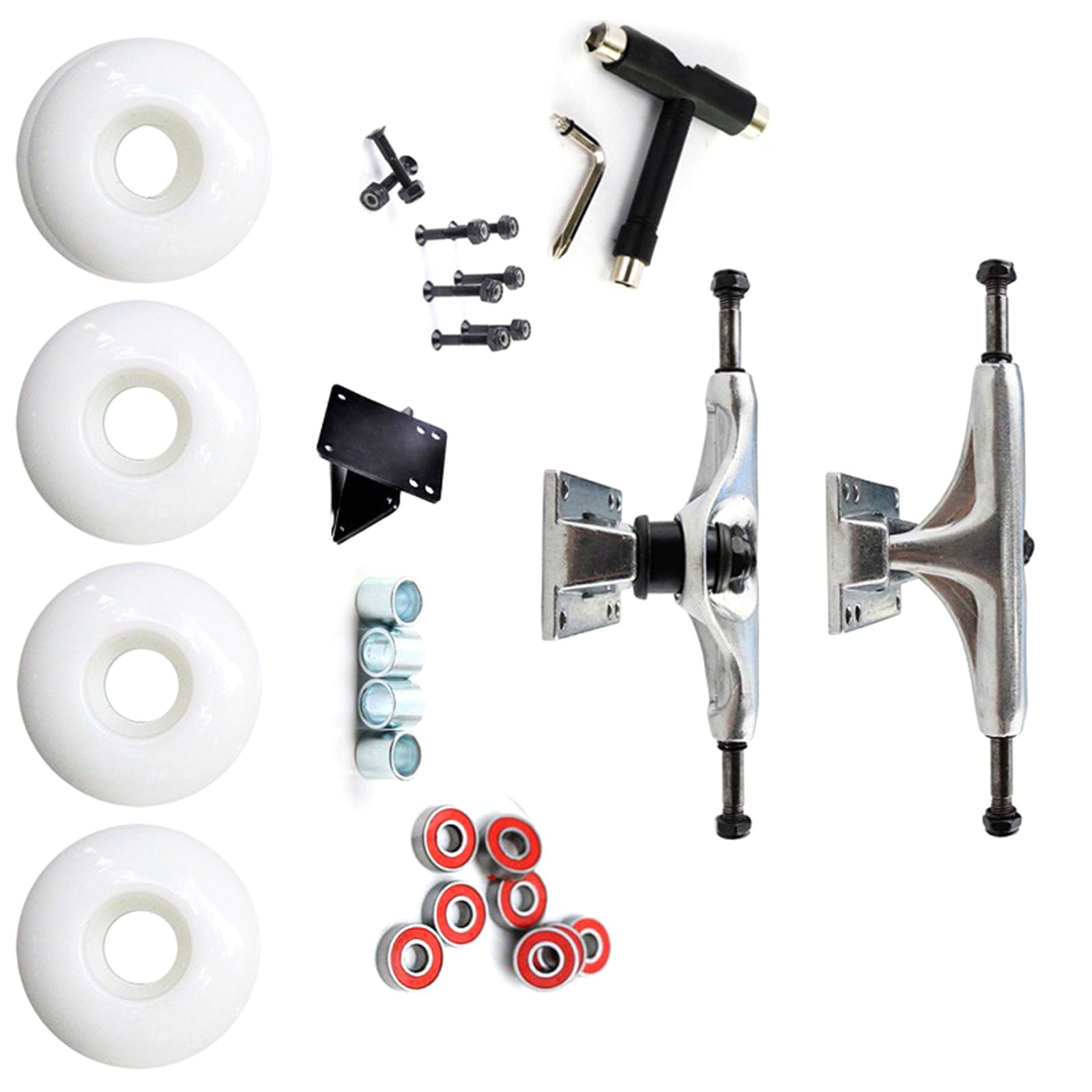 Ensemble roue de skateboard en alliage d'aluminium avec supports de camion, pièces et accessoires de roulement