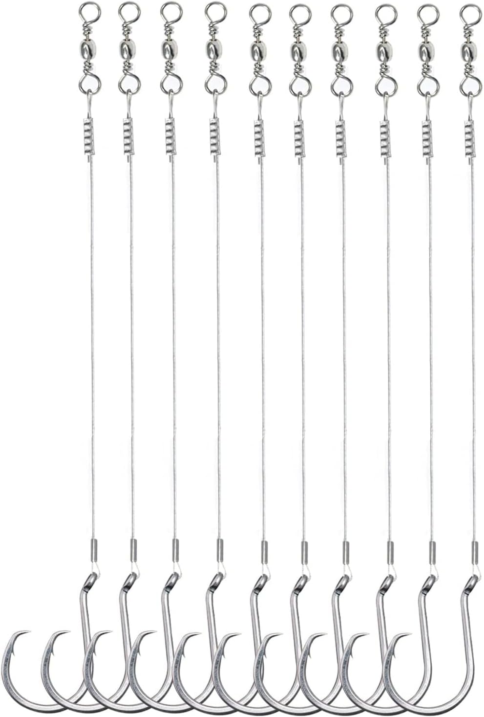 Saltwater Steel Circle Hook Rigs,Octopus Offset Fishing Hooks Leader Wire for Catfish Bass thumbnail